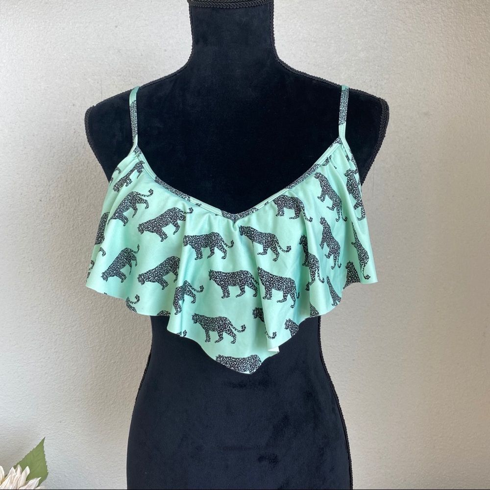 Cheetah Bikini Top - Mint Green - Large